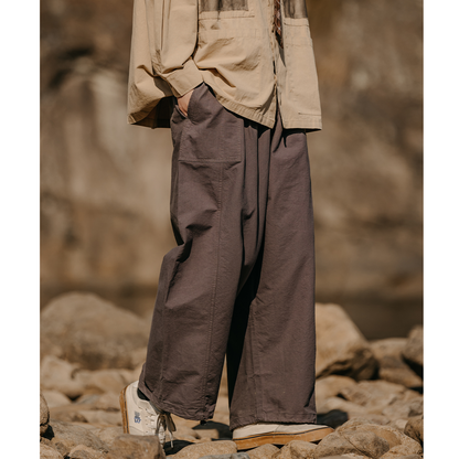 Solid Color Drawstring Straight Pants N0055