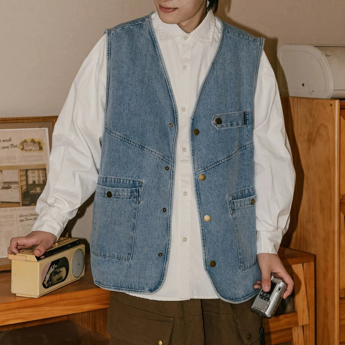 Layered Outer Denim Vest N0002